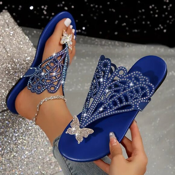 Boho Rhinestone Slide Sandals – Glitter Embellished, Comfy Summer Slip-ons - Picture 10 of 10